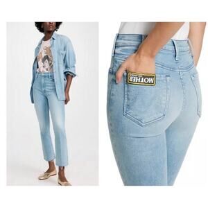Mother Hustler Patch Ankle Fray Jeans Cutting Class